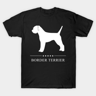 Border Terrier Dog White Silhouette T-Shirt